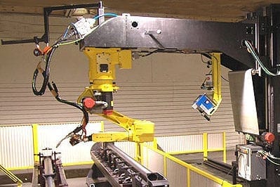 Fanuc robotic welder on track
